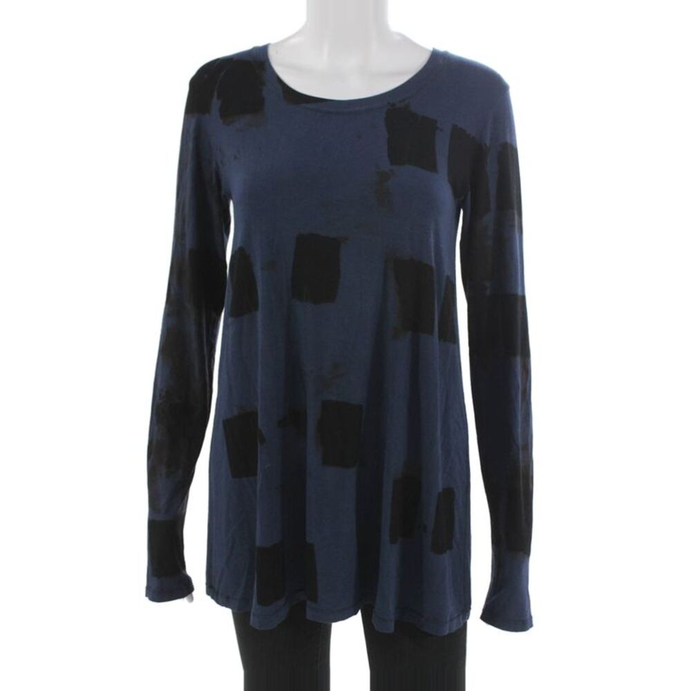 Heyne Bogut Womens Tunic Blue Geometric Rayon Long Sleeve Round Neck Size 2